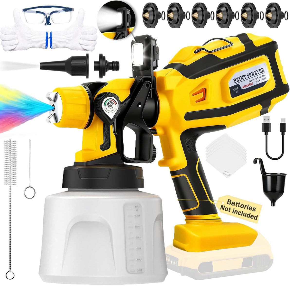 Lansă de vopsire fără fir compatibilă cu baterie DEWALT 20V MAX (Fără baterie)