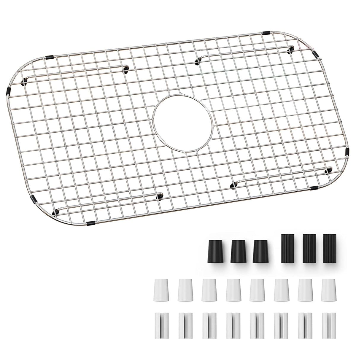 Proteção de Pias em Grade 27-1/2"x14-1/4", Despejo Centralizado com Arredondamento nas Esquinas 3-1/2"