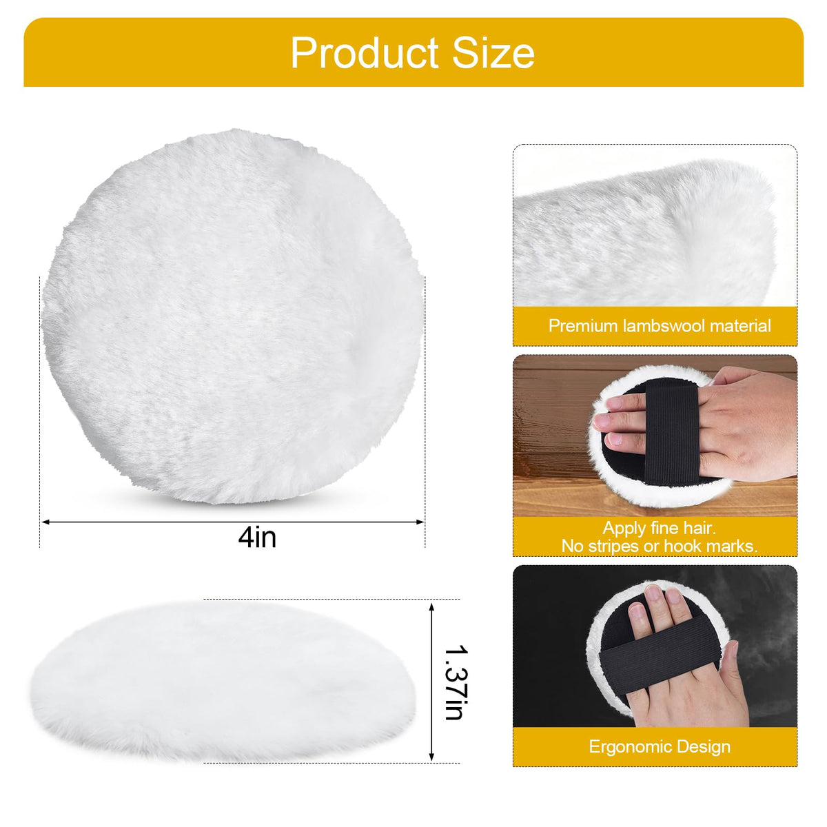 LinkMejor 8 Pcs Lambswool Stain Pad with Elastic Strap Reusable 4 in