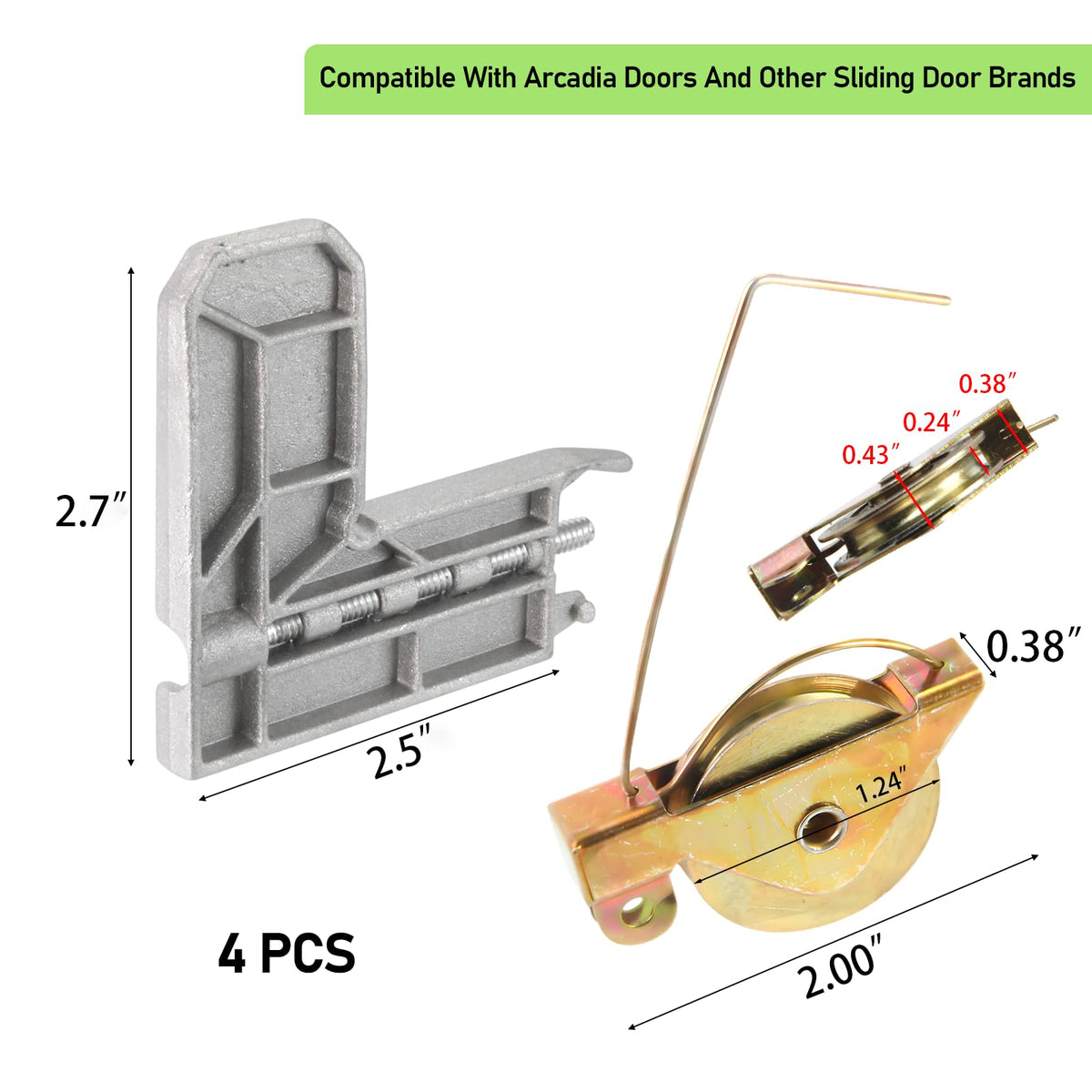 Schuifdeurdoppen 4 Sets 1-1/4" Staalboring Corner Insert