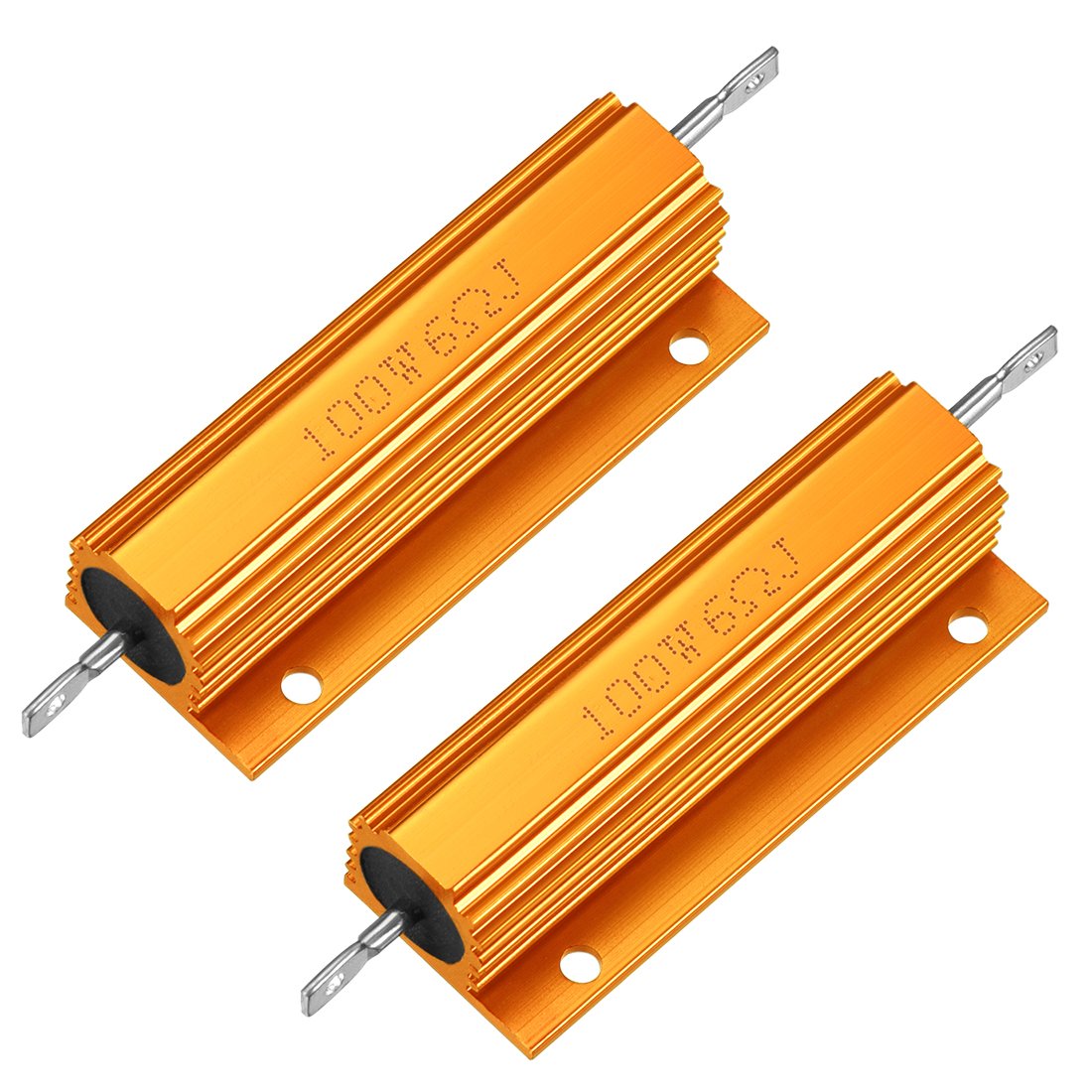 2pcs Aluminum Case Resistor 100W 6 Ohm Wirewound Gold for LED Replacement Converter 100W 6RJ