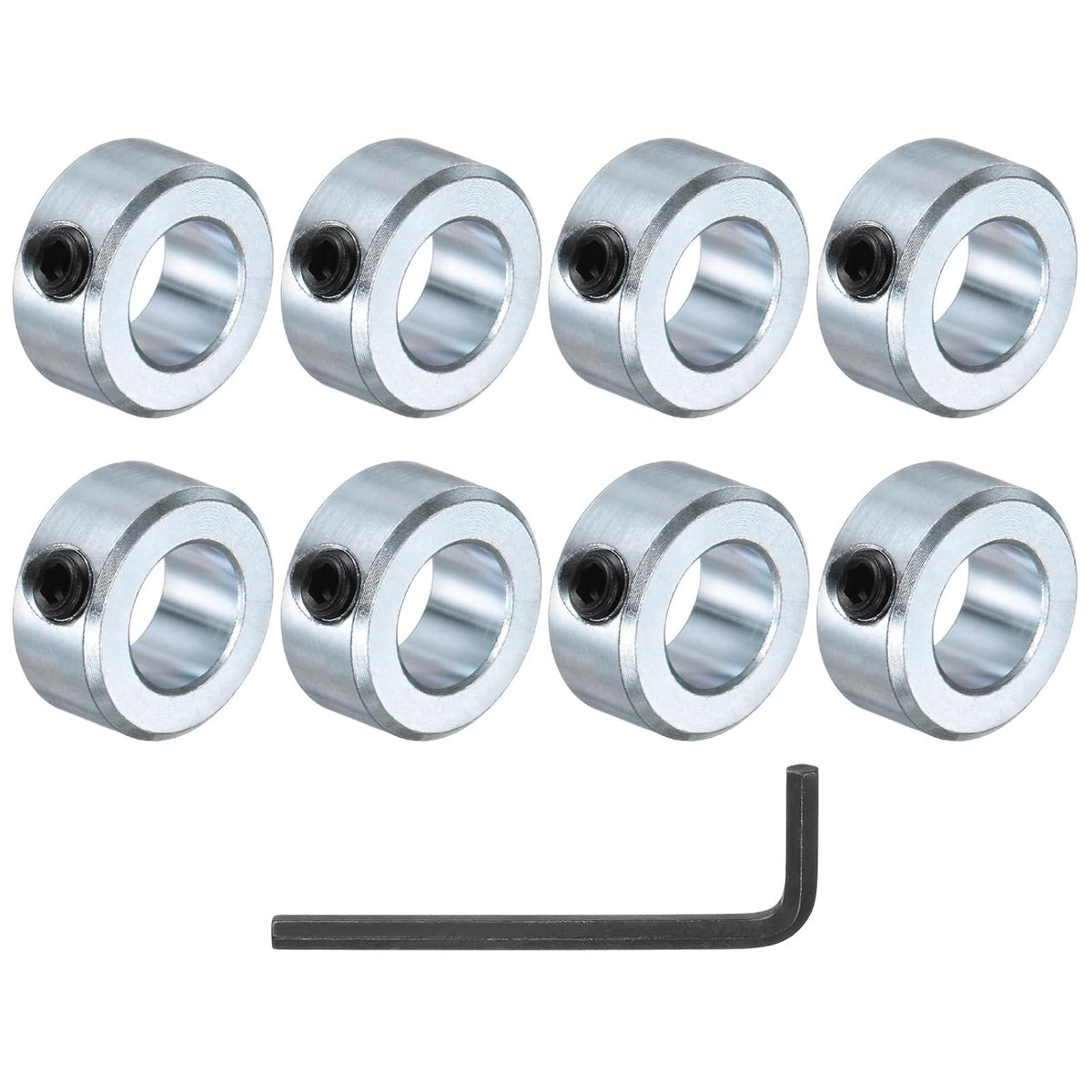 8pcs Set Screw Shaft Collars 5/8" Bore Zinc Plated Steel Shaft Collars, 1-1/8" OD, 1/2" Width Axle Collar Clamp with Hex Wrench