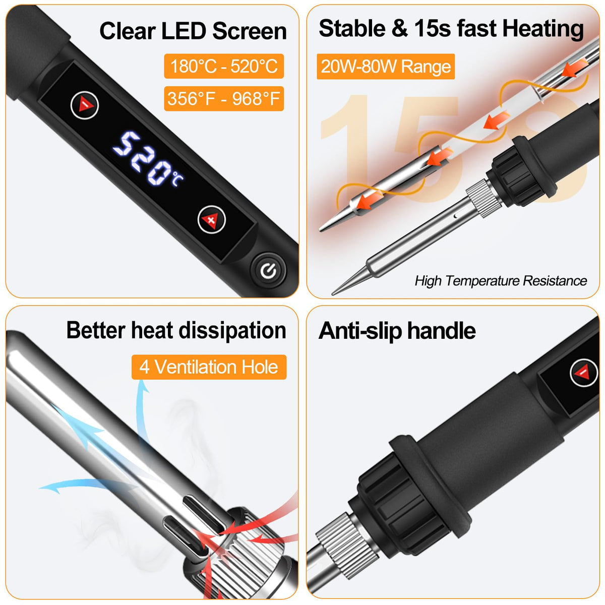 Kit Pinzetta Saldatrice 80W LED Pistola Saldatrice Regolabile Temp 356-968℉