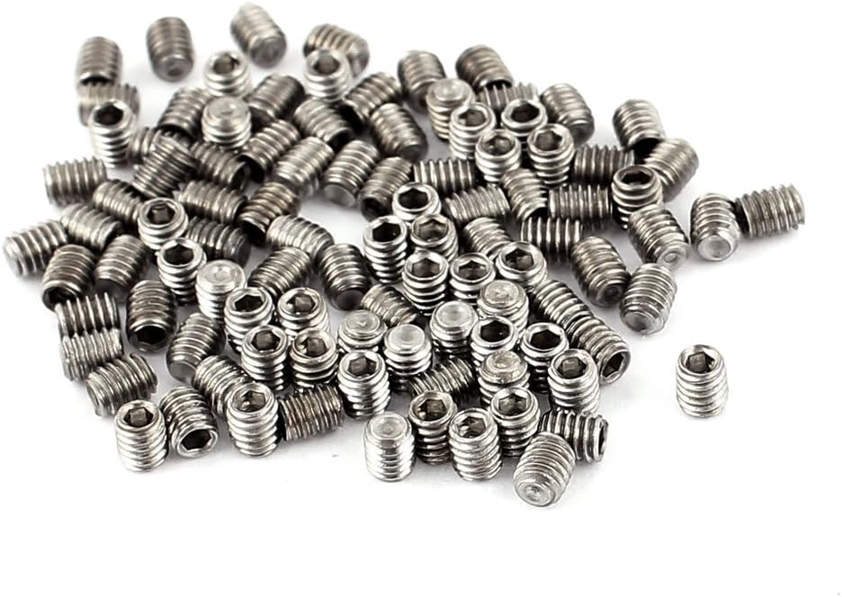 100Pcs M2.5 x 3mm Stainless Steel Hex Socket Set Grub Screws Headless Cup Point
