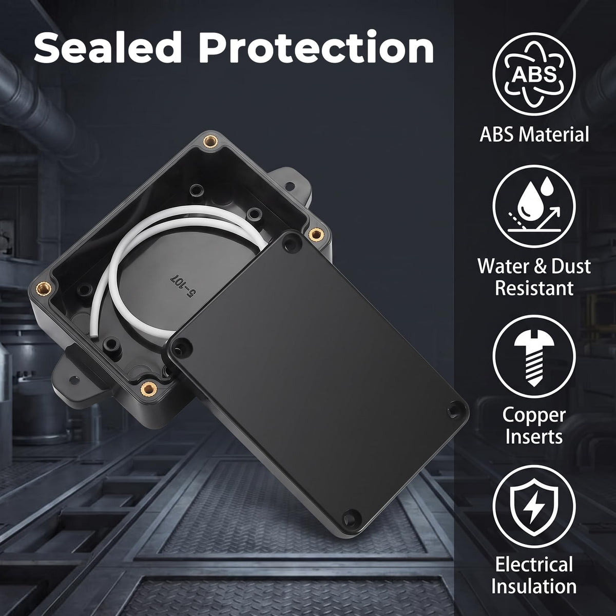 Project Box, 4pcs Junction Boxes, IP65 Waterproof Electrical Boxes, ABS Plastic Dustproof Electrical Project Case Power Junction Boxes with Fixed Ear for Outdoor Electronics - 3.3x2.3x1.37