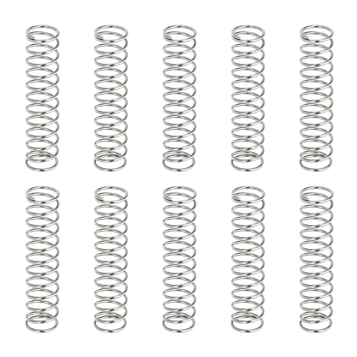 10Pcs Compression Springs, 0.9mm Wire Diameter x 10mm OD x 50mm Length 304 Stainless Steel Extension Spring Ballpoint Pen Pressure Springs for Shop Home Repairs, Silver