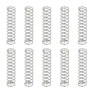 10Pcs Compression Springs, 0.9mm Wire Diameter x 10mm OD x 50mm Length 304 Stainless Steel Extension Spring Ballpoint Pen Pressure Springs for Shop Home Repairs, Silver