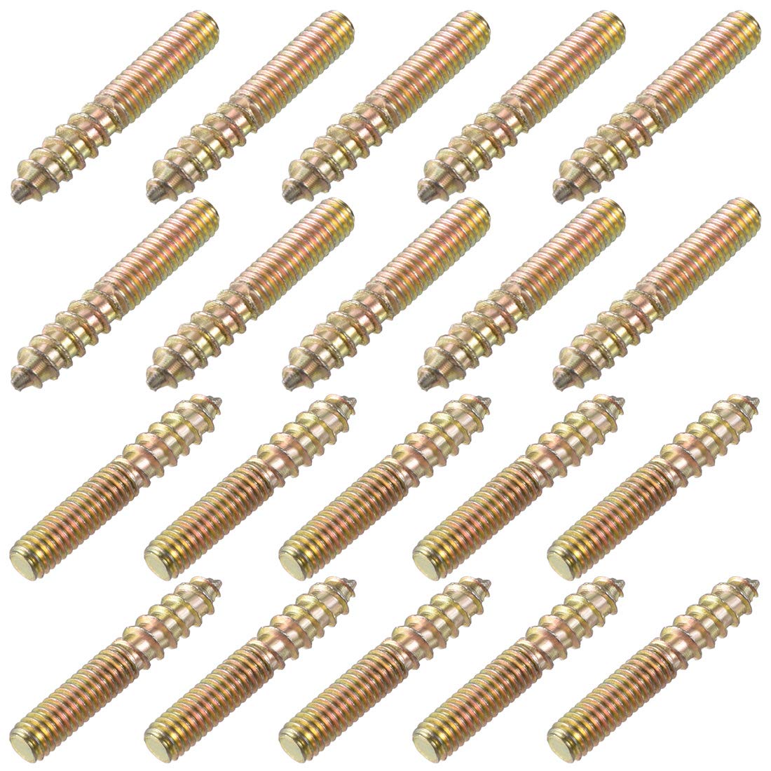 M4 Hanger Bolts Length 1"(25mm) Double Headed Bolts Self-Tapping Screw 4mm Wood Joint Furniture Legs 50pcs