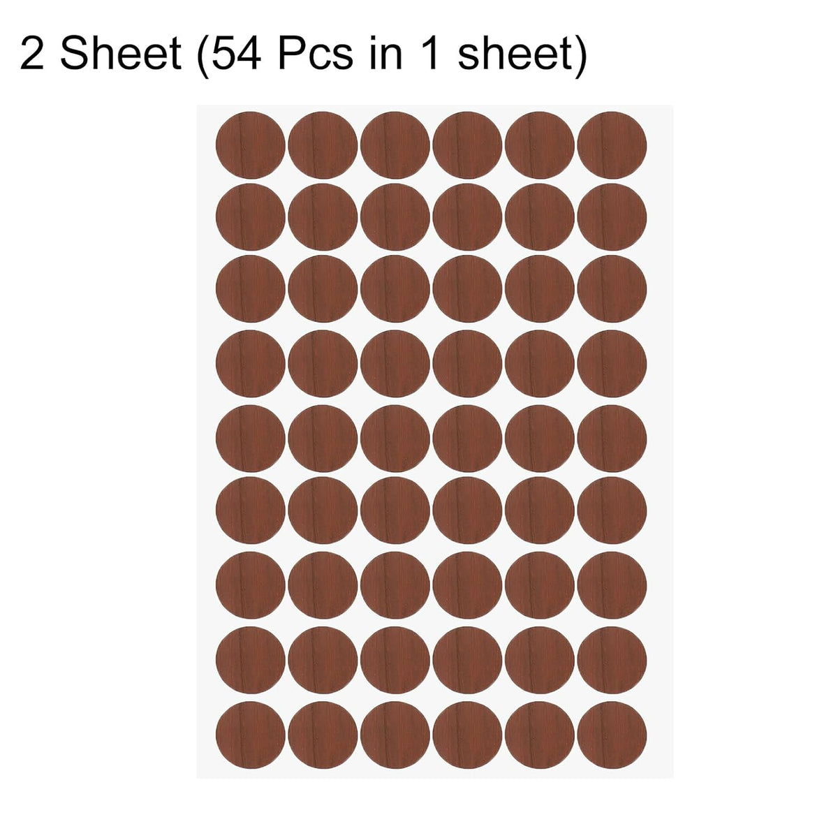 2 Blätter/108 Stück, Schraublochstreifen, 21 mm/0,83 Zoll, PVC-Selfadhesive-Schraubdeckelstreifen, staubdicht, runde Schraubdeckel, für Holzmöbel, braun