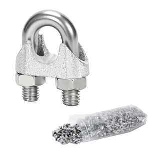 LinkMejor 100 Pcs 1/8" M3 Fil de câble Clip à équerre Galvanisé pour Câble/Tissu de Tente
