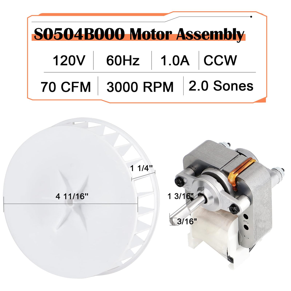769RL B Reemplazo de Unidad para Motor del Ventilador de Broan-Nutone S0504B000