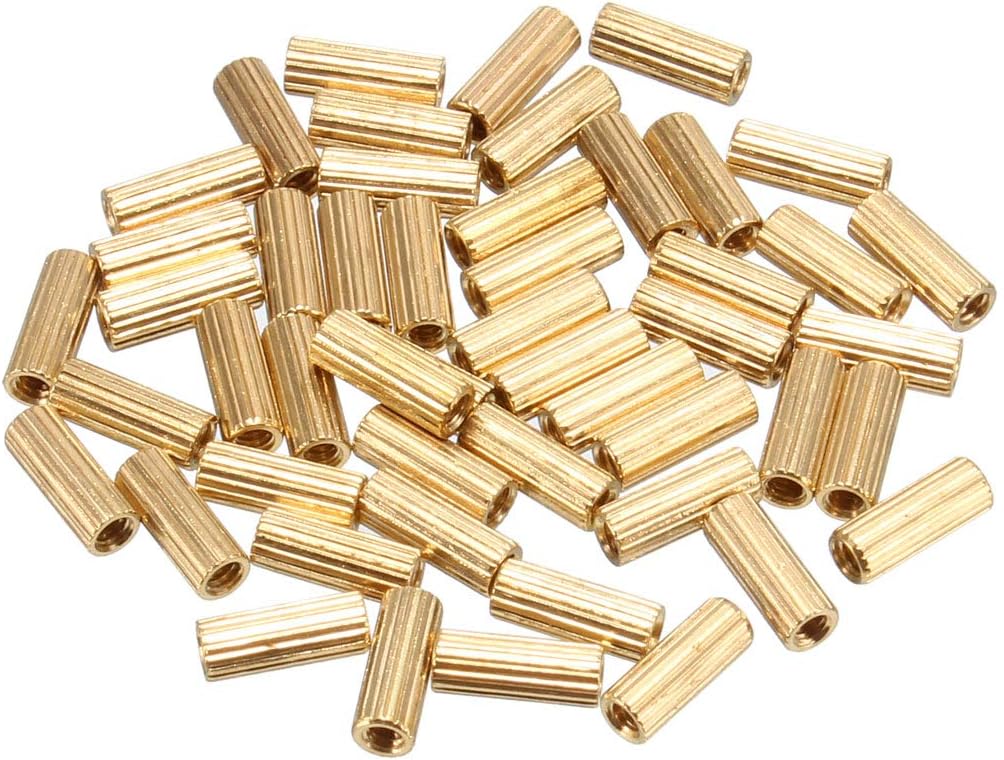 50pcs Brass Round Straight PCB Pillar Female Thread Standoff Spacer M2x3x8mm