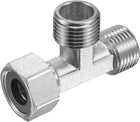 Pipe Fitting Tee G1/2 1 Female to 2 Male Thread 3 Way T Shape Swivel Nut Hose Connector Adapter, Nickel-Plated Copper