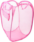 Nylon Pop op Tøjpose Foldbar Mesh Opbevaring Vaskesæk Pink