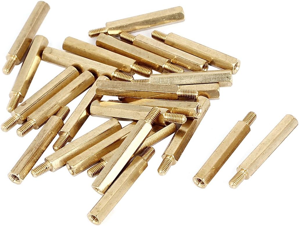 M3x25+6mm Female/Male Threaded Brass Hex Standoff Pillar Spacer 25pcs