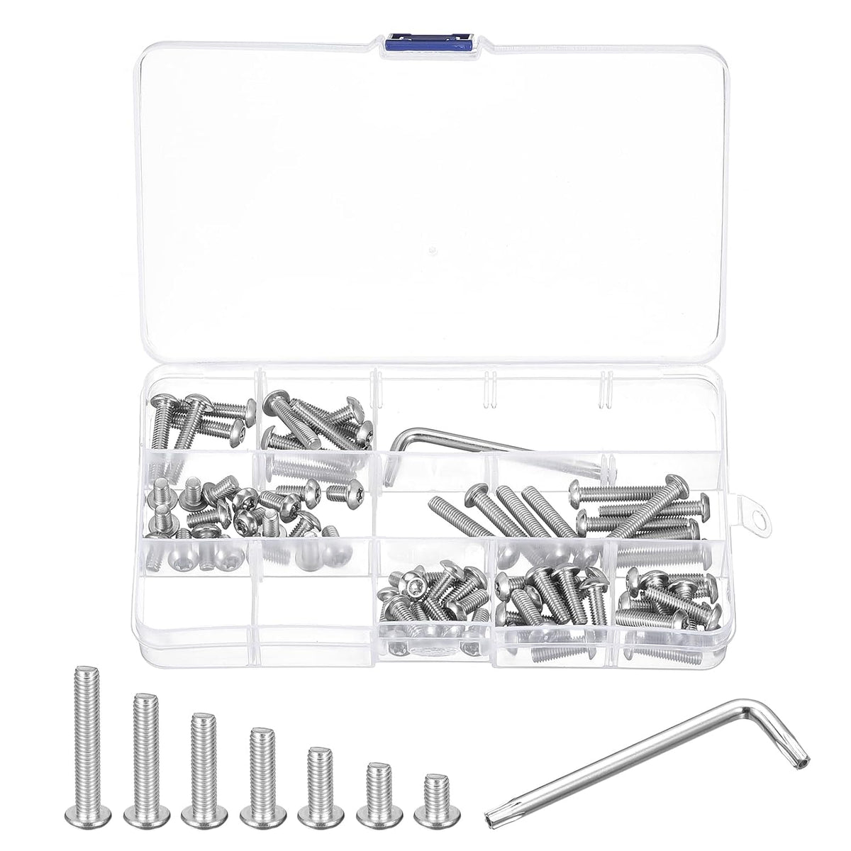 M5 Torx Security Screws Kit, (M5x8/10/12/16/20/25/30mm) 70pcs 304 Stainless Steel Round Head Tamper Proof Screw, W 1pcs T25 Wrench Bolts