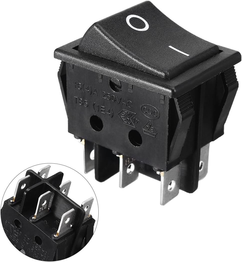 DPDT 6P 2Position 2NO 2NC ON-OFF Snap in Mounting Rocker Switch 16A/250V AC