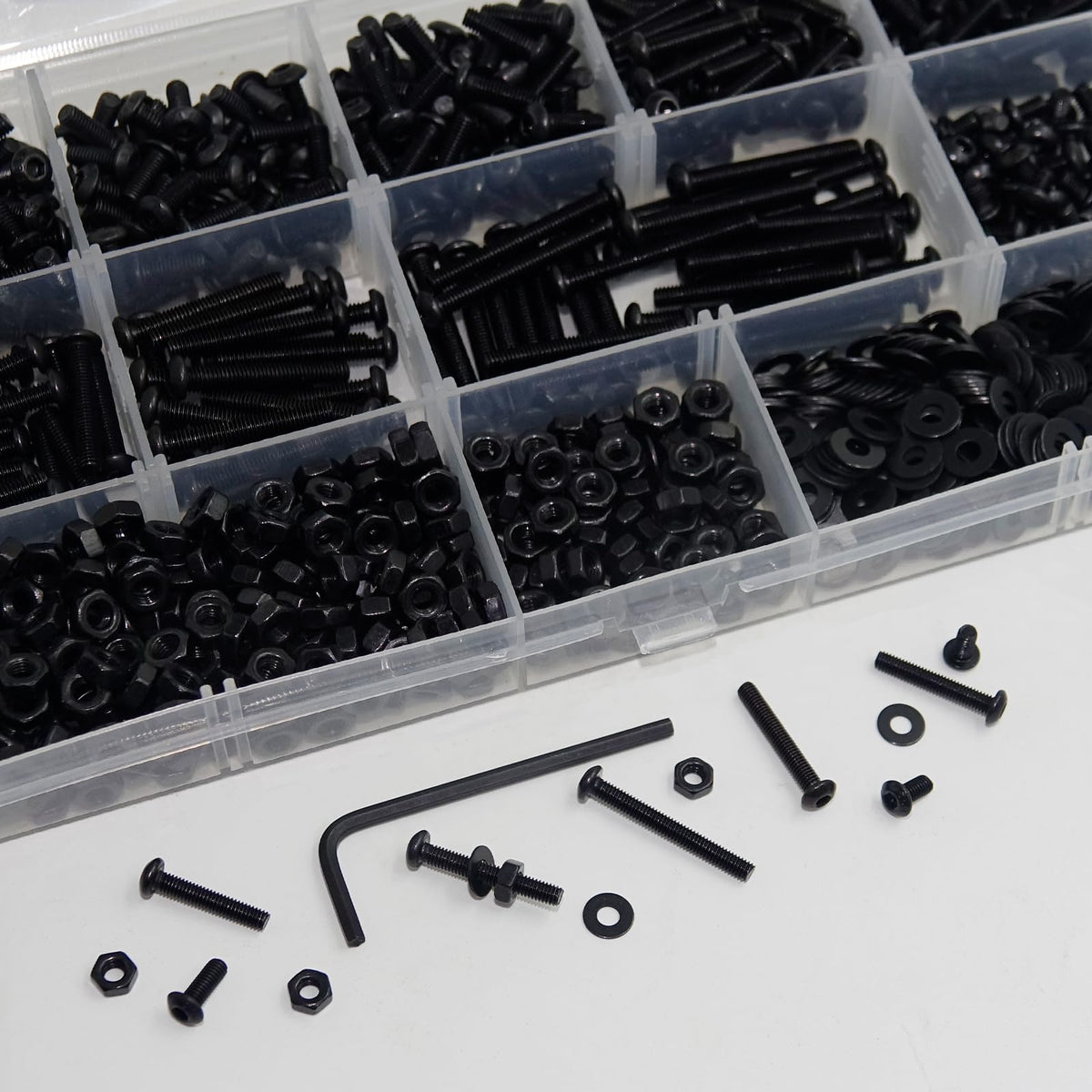 1002Pcs Kit de Tornillos Hexagonales M3, Tornillos, Nuez y Limas Planas