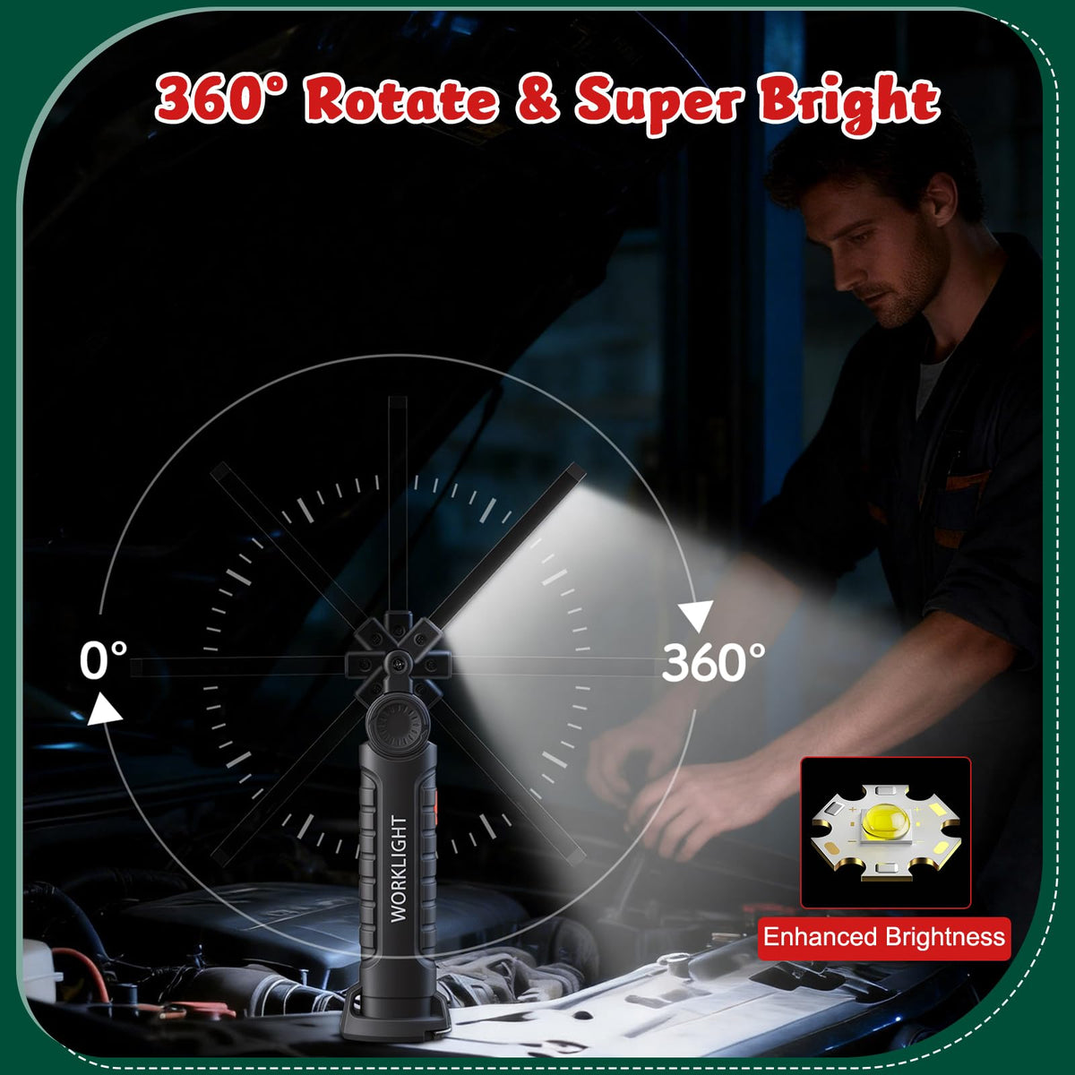LinkMejor 4Pack Laddbar Magnetisk LED Arbetslampa/Handlampa för Mechaniker