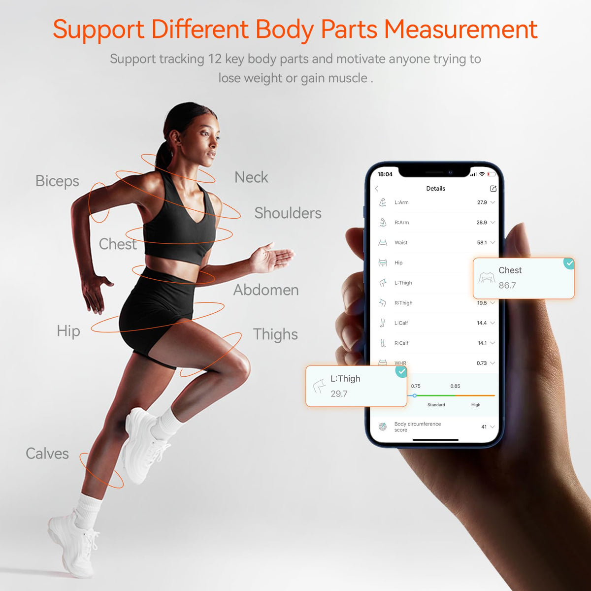 Tape à Mesurer Corporelle, Télescopique Numérique Bluetooth avec Écran LED, Type-C