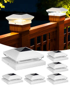 LinkMejor Solar Post Cap Lights 6 Pack, 2 Modes Fence Post Solar Lights White