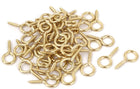 0.12"x1" Screw Eye Hooks Self Tapping Screws Screw-in Hanger Eye-Shape Hooks Golden 50pcs