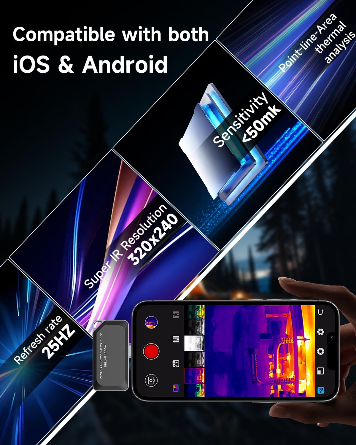LinkMejor Kamera Termiczna do iPhone i Android, 320×240 Super IR Rozdzielczość