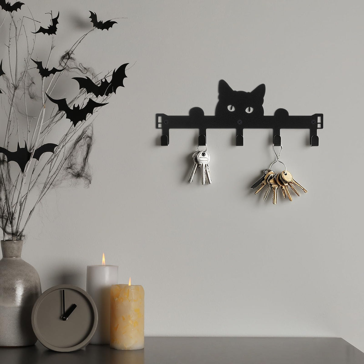 LinkMejor Halloween Cat Over the Door Hooks Gothic Bathroom Decor