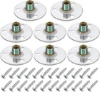 8Pcs M10 Brad Hole t Nut, 50mm/2inch Round Base Weld Nuts Flange Insert Female Thread with Mounting Screws for Wood Furniture