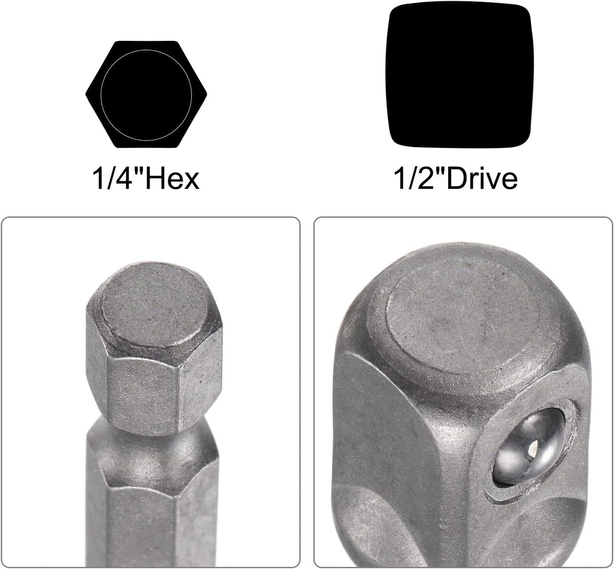 1/2" Antriebsschlüssel-Zubehörset, 17mm tiefes 6-Punkt-Anschlagmutter 8" Länge und 1/4" Sechskantadapter