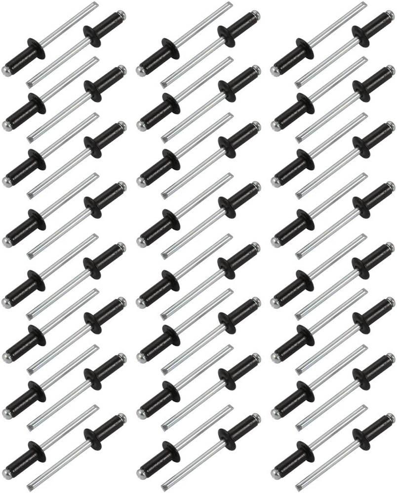 M5x12mm Aluminum Open End Round Dome Head Blind Rivets Black 50pcs