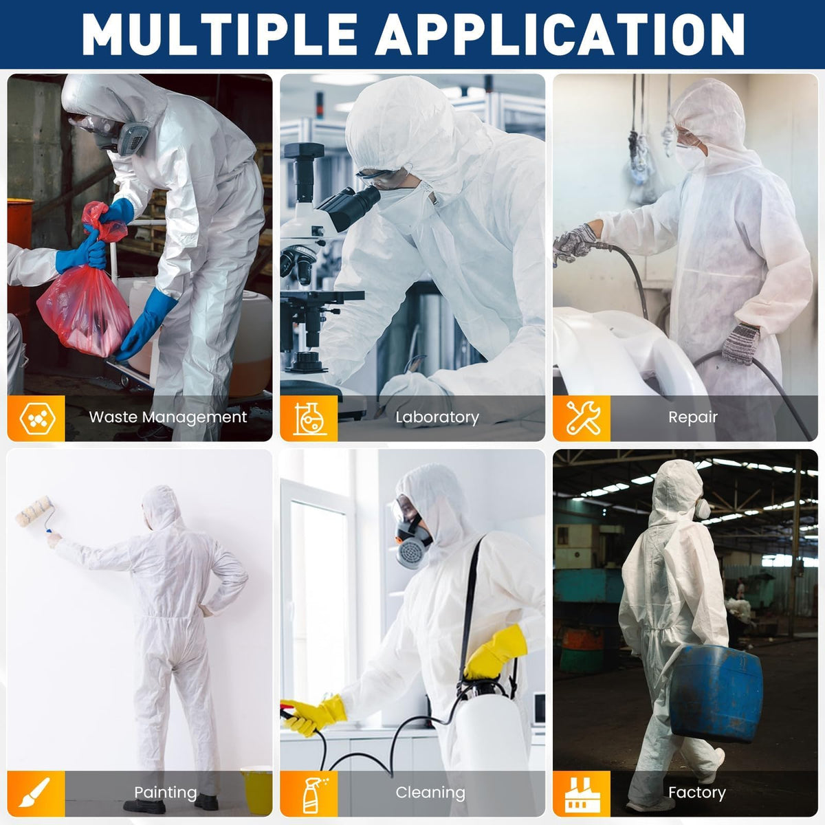 LinkMejor 2 Pakk/25 Pakk Hazmat Kjoler Disposeerbare Beskyttelsesoveraller