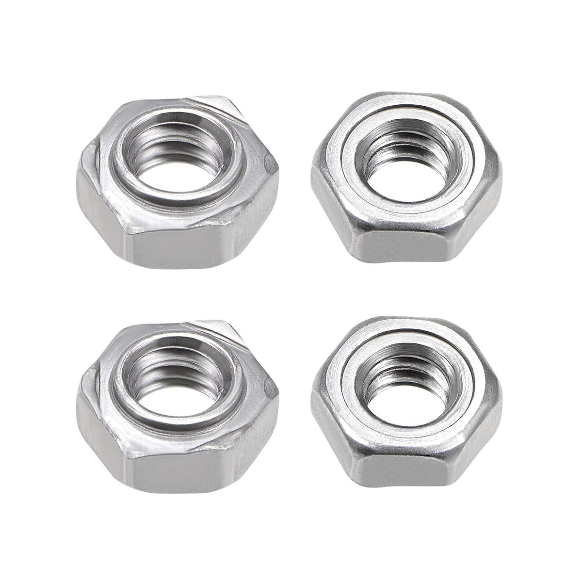 Hex Weld Nuts,1/4-20 Carbon Steel with 3 Projections Machine Screw Gray 4pcs