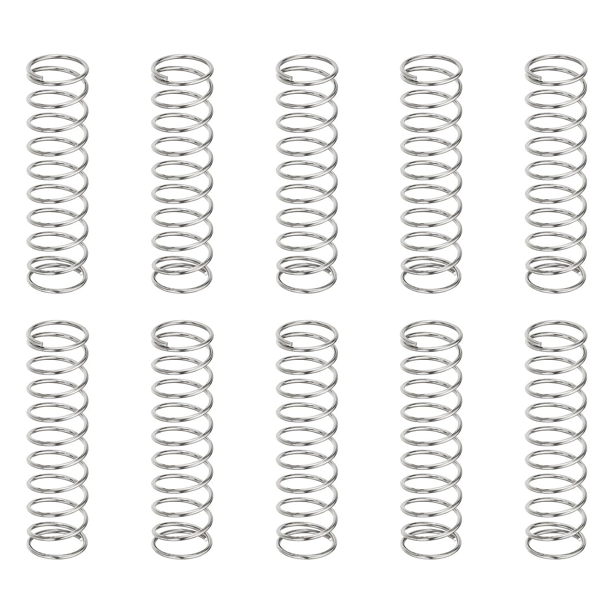 10Pcs Compression Springs, 0.9mm Wire Diameter x 12mm OD x 45mm Length 304 Stainless Steel Extension Spring Ballpoint Pen Pressure Springs for Shop Home Repairs, Silver