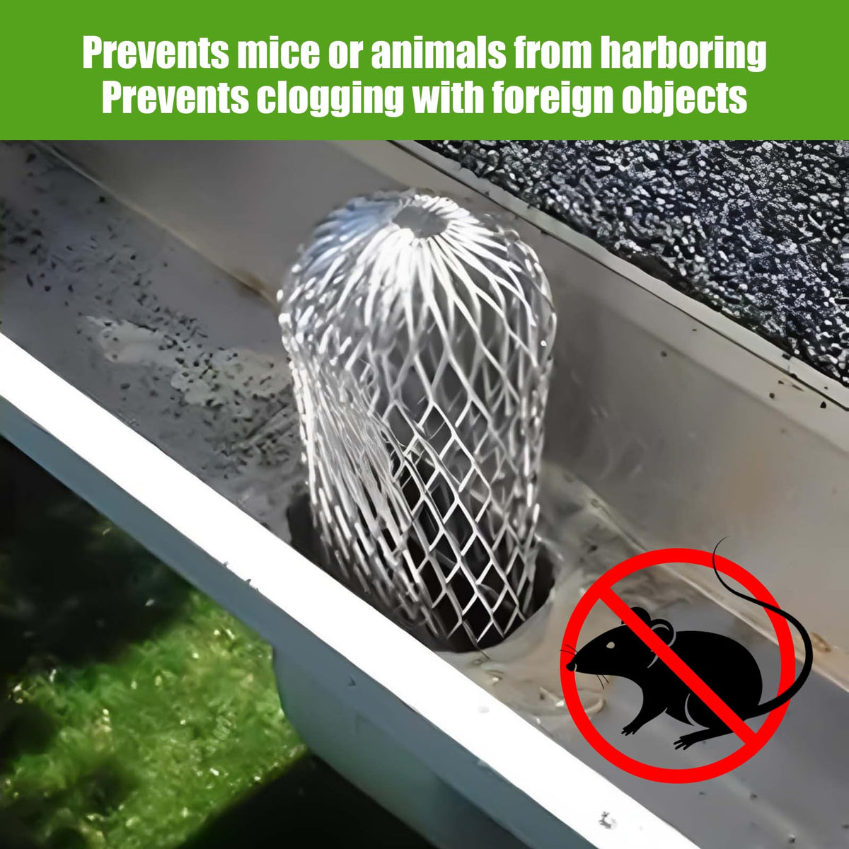 4 Pack Gutter Downspout Guards, Expandable Leaf Filter Strainer, Adjustable Gutter Guard Protector, Rust-Proof Downspout Guard to Prevent Leaves, Debris & Rodents from Clogging