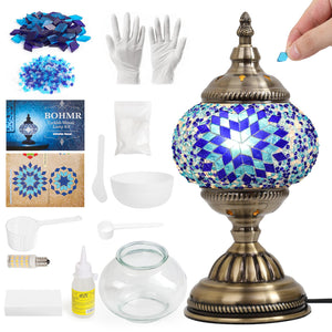 LinkMejor Kit a Mosaico Turco Fai Da Te per Adulti e Adolescenti, 5.2" Parasole, Blu