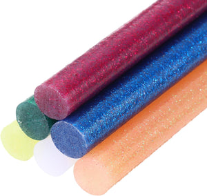 6pcs Glitter Hot Glue Sticks 0.43 inch x 4 inch Large Glue Sticks, 100 x 11mm Multicolor