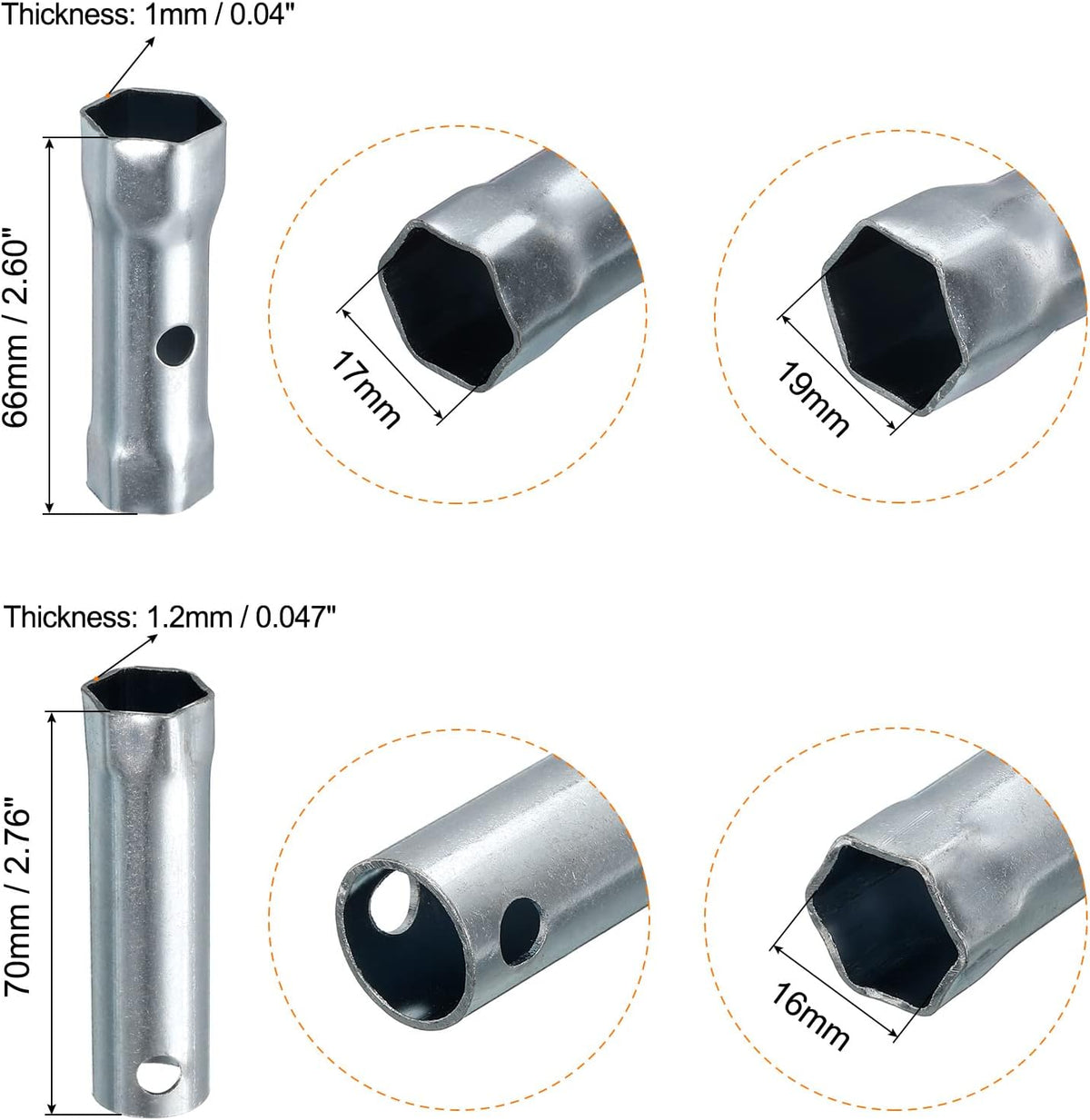 3 Pcs Dubbeländad Skruvnyckel Spännsats för Blydpussel (16mm, 21mm, 17/19mm)