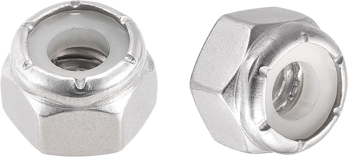 1/4-20 UNC Nylon Insert Hex Lock Nuts, 304 Stainless Steel, Plain Finish, 25pcs