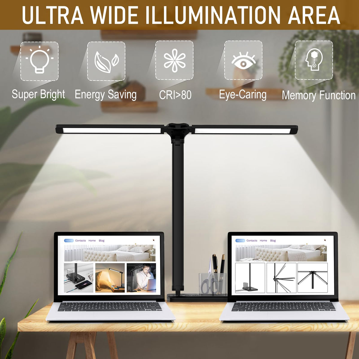 ไฟโคมโต๊ะ LED ที่สามารถปรับความสว่างได้ พร้อมพอร์ตชาร์จ USB และ 50 รูปแบบการแสง