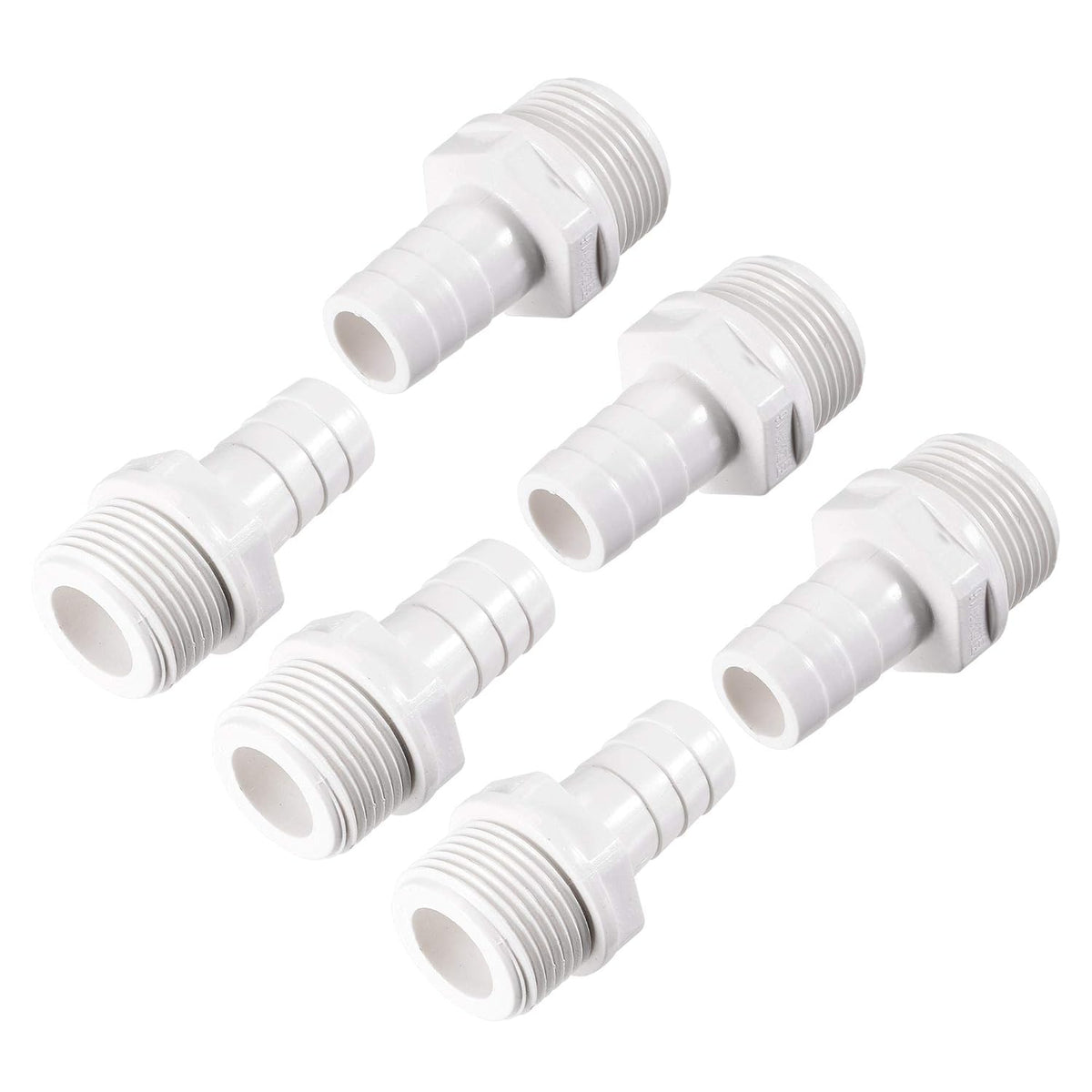 PVC Tube Fitting Adapter 16mm Barbed x G3/4 Male White for Aquariums, Water Tanks, Tubs, Pools 6Pcs