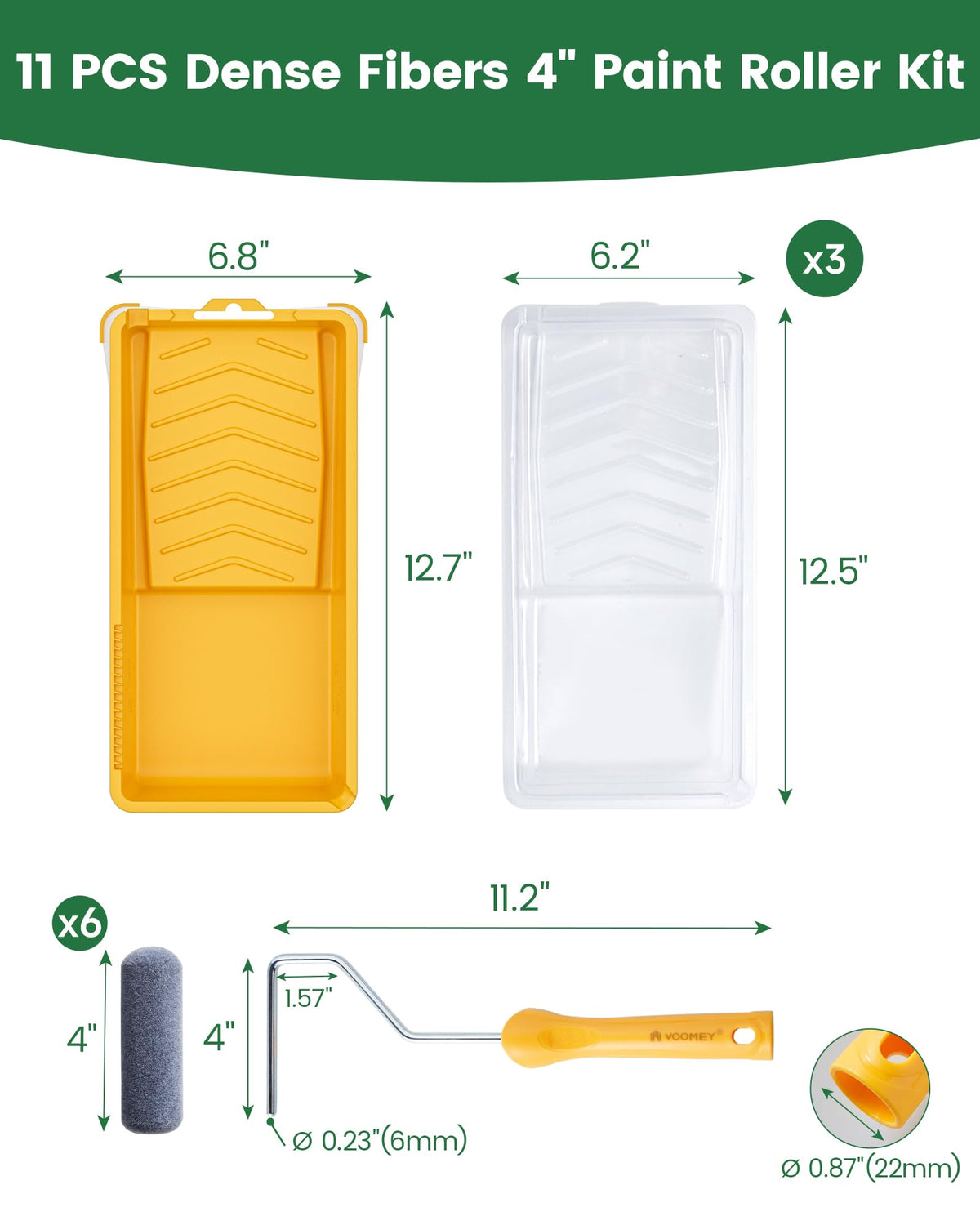 LinkMejor Schaumrolle für Lack, 4-Zoll Mini Flock Schaumabdeckung-Set
