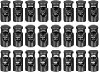 24pcs Metal Cord Locks, 5mm Single Hole Spring Stopper Fastener Slider Toggles End for Drawstrings Bags Backpacks Clothing Lanyards, Black