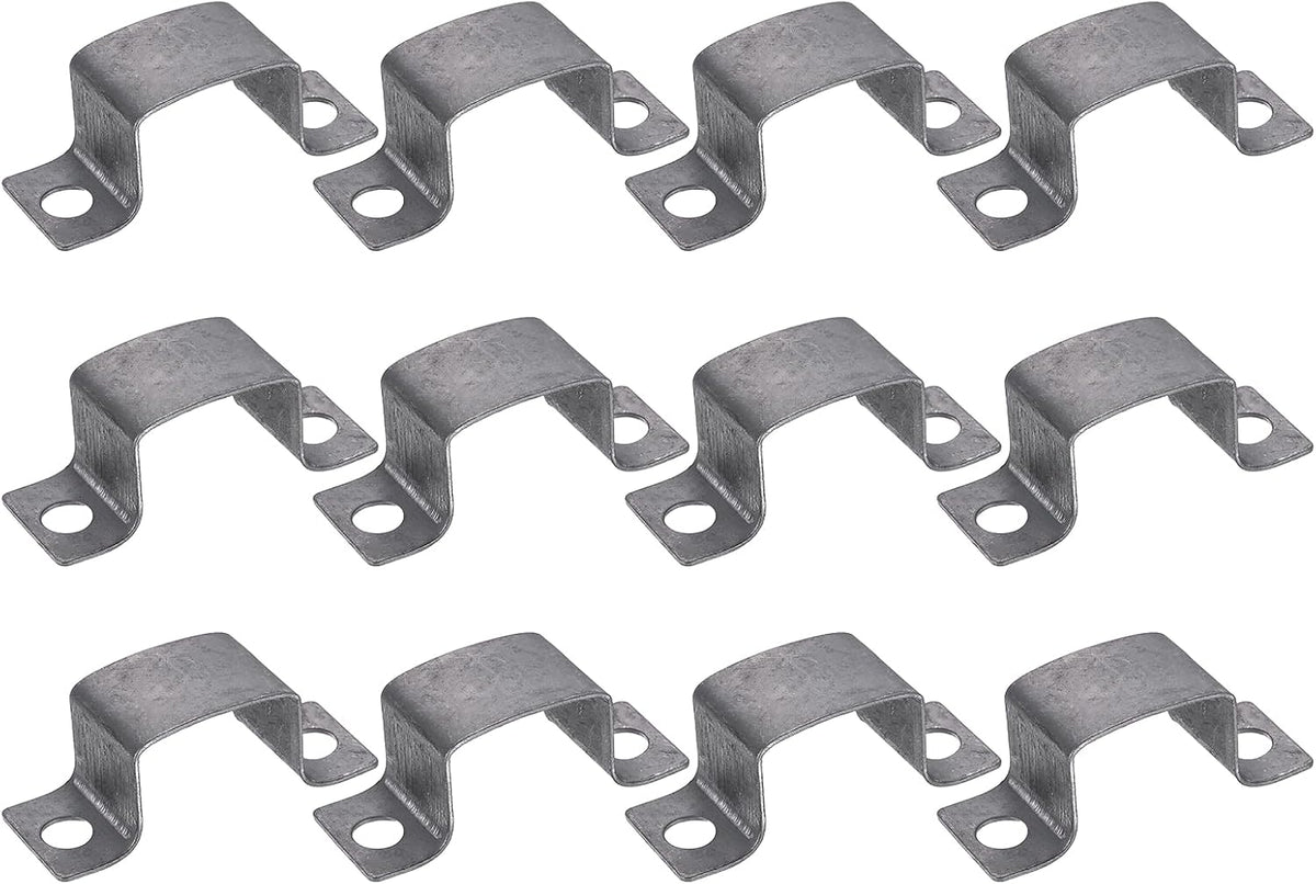12Pcs 43x34 mm U Shaped Connector Bracket, Square Tube Strap Clamp Galvanized Steel Pipe Clamp Wood Deck Fence Post Tie for Water Pipes Stairs Railing Installation, Silver