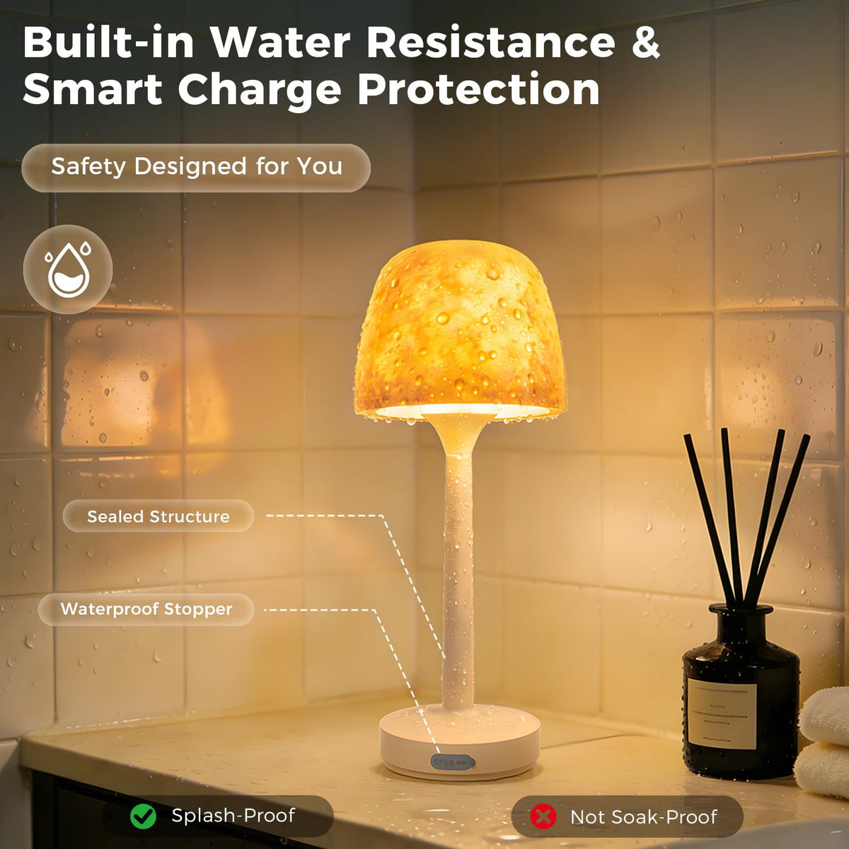 LinkMejor Lampa do Kąpieli Wodoodporna ładowana naładowanie LED Ocean Wave Projektor