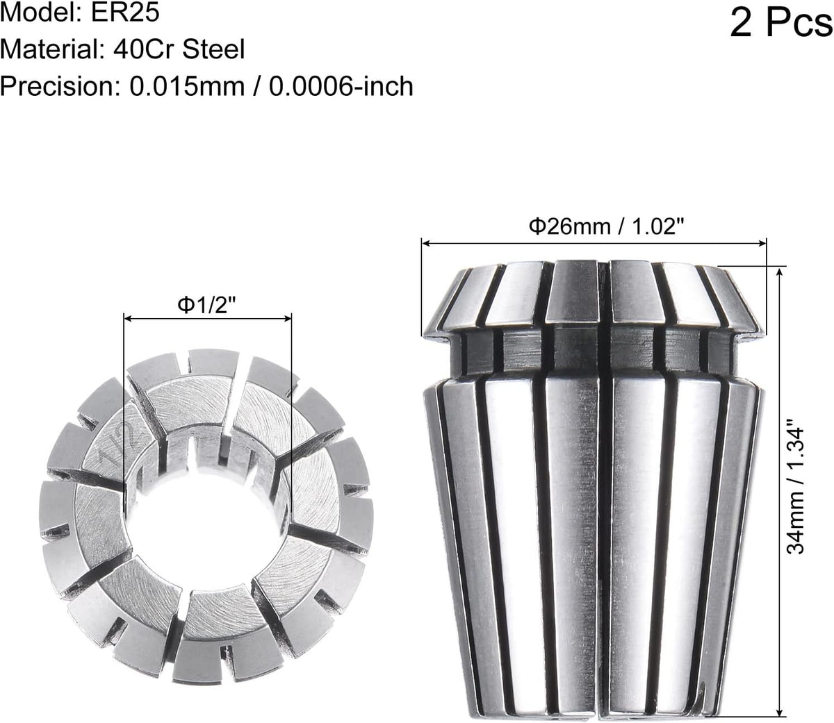 ER25 Spring Collet 3/16" Chuck for CNC Engraving Machine Lathe Milling Tool 2pcs