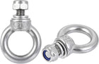 Lifting Eye Bolt M8 x 14mm Male Thread with Hex Screw Nut Gasket Flat Washer for Hanging Securing Chain Wire Rope, 304 Stainless Steel, 2 Sets