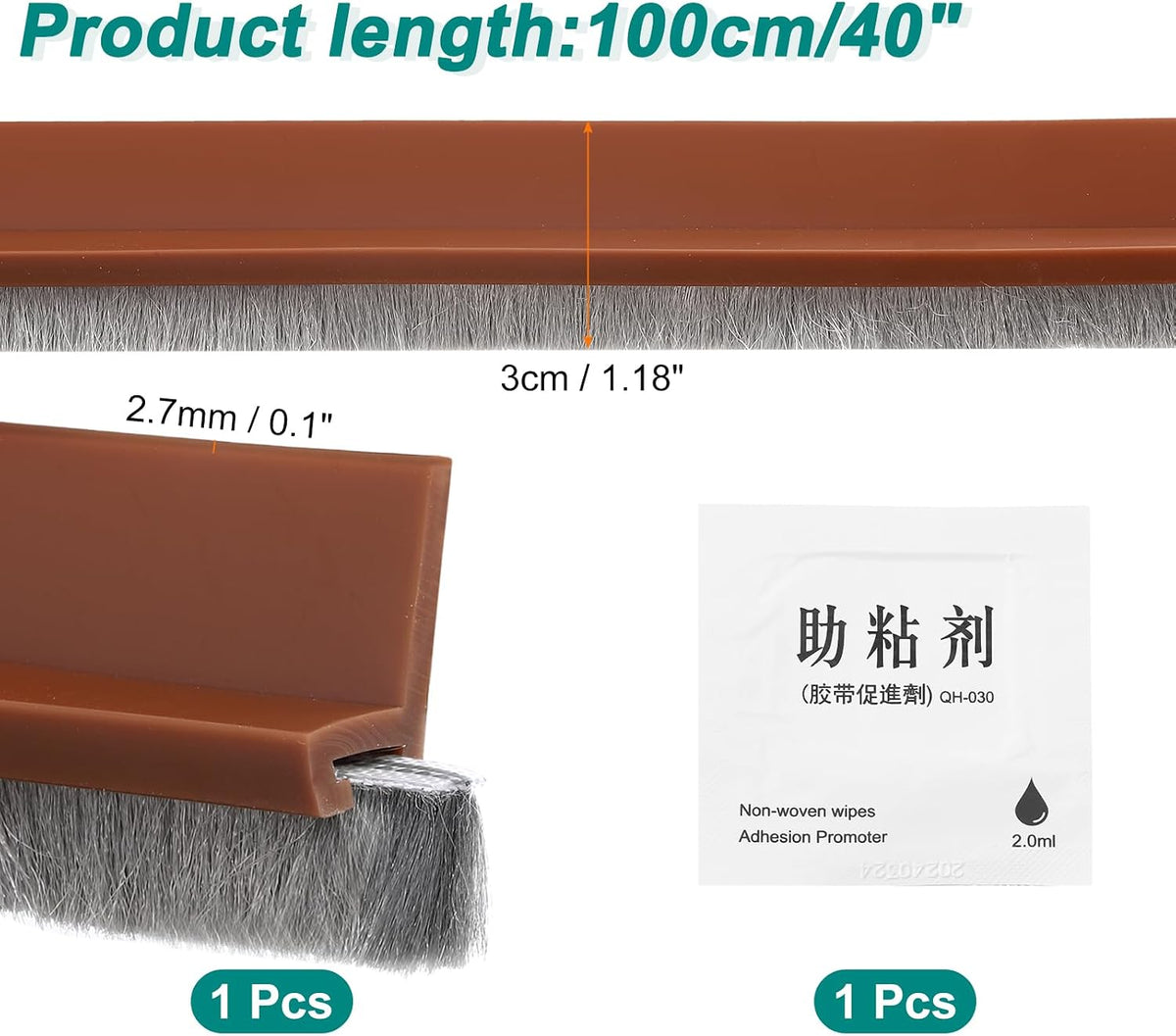 Door Sweep、1.2" x 40"、白、1個入り、1セット、1点
