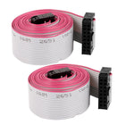 IDC Extension Flat Ribbon Cable, F/F, 16P, 16 Way, 1.28 m, 4.2', 2.54 mm Pitch, Gray, 2 Pieces