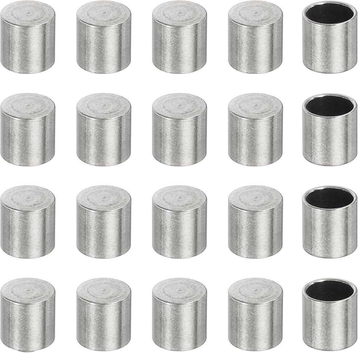 20 Pcs Stainless Steel Cord End Caps, 5 mm End Cap Barrel Beads Leather Cord End Caps for Jewelry Making DIY Tassel 6.5 mm Length Silver